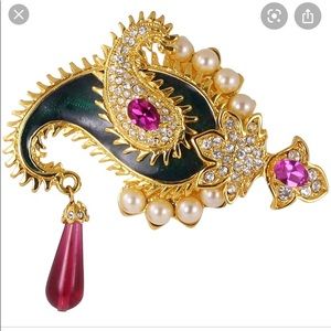 Kenneth Jay Lane Rhinestone Paisley pin